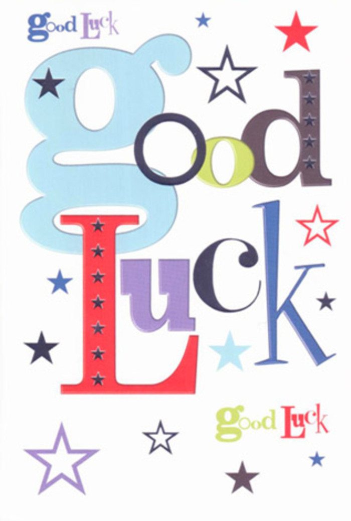 This luck-themed card basks in vibrant positivity, its visual flair reminiscent of Feltham's togetherness, from the friendly faces at Bedfont Lakes to the laughter echoing through the High Street. Each letter emerges with distinct charisma-broad pastel blues, slender midnight black, spirited reds-each stroke outlined by a scattering of twinkling stars. Across the snowy white backdrop, dashes of lemony yellow, moss green, and dreamy lilac simulate a magical starlit sky, inviting the imagination to wander. The open composition allows colour and form to breathe, much like the spacious gardens on Feltham's outskirts. Glide your fingertips over its robust, nearly silken card stock, and you'll sense the same attention to detail found in every arrangement from Florist Feltham. It's a charming keepsake: a pocket talisman humming with hope, echoing the excitement of new journeys-perhaps a promising fresh start near St. Lawrence's Church or a long-awaited achievement. This card is not just a message, but a heartfelt wish wrapped in artistic energy, ready to ride along with a loved one into their next chapter.