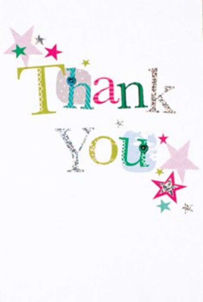 With quiet exuberance, the letters on this thank you card capture the easy warmth of a Feltham community gathering. Every character is unique-some playful with spots and flowing curves, others elegantly simple, suggesting an effortless, almost musical presence. Near the greeting, stars shimmer: some striped with dazzling pink, others shaded in deep turquoise or touched with silver, gathering like blessings before a heartfelt thank you. The balanced, modern design leaves plenty of crisp space, allowing vibrant colours and intricate lines to take centre stage, echoing the open lawns and gentle river breeze of Feltham's green spaces. Its refined yet joyful approach makes this card a universally appealing expression of gratitude, neither formal nor casual, ideal for pairing with a local bouquet for any occasion. Just as a thoughtfully crafted arrangement from Florist Feltham leaves a lasting impression, so does this card-uplifting, memorable, and full of community spirit, much like a familiar stroll down Uxbridge Road.