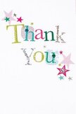 This thank you card radiates gentle joy, as if crafted by hand to nurture the recipient's heart, right here in the heart of Feltham. The words 'Thank You' appear in a cheerful procession of colours-brilliant silver, sunny yellow, grass green, and sky blue-each letter coming alive with delightful dots or fine hand-stitched details, reminiscent of the careful touches in a bespoke bouquet. Scattered around the greeting, pink, teal, and silver stars dance gracefully, evoking the celebratory spark of local festivals in Feltham's parks. The immaculate white background creates a peaceful, inviting atmosphere, letting the arrangement of letters and stars move playfully but never stray into disorder. This card embodies an uplifting gratitude-a perfect combination of whimsy and sincerity. Imagine it arriving with fresh seasonal blooms from your favourite Feltham florist, the shimmer of appreciation palpable from the first glance, transforming simple thanks into a cherished memory.